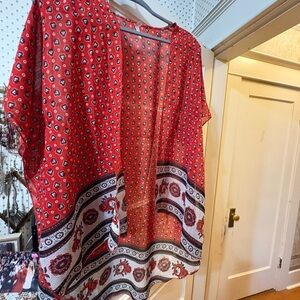 Live 4 Truth Red Floral Border Print Tunic